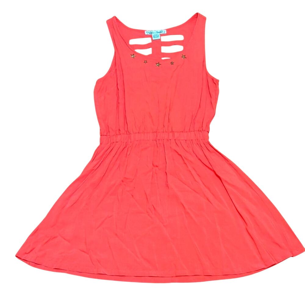 Sans Souci Coral Open Back Cutout Star Studs Summer Flowy Sun Dress